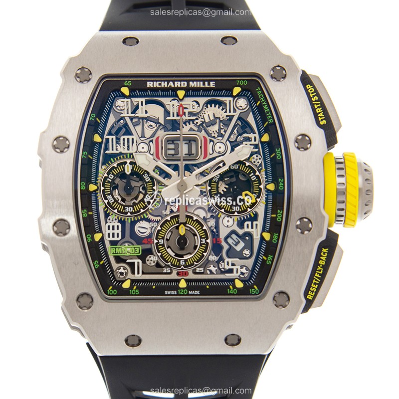 Richard Mille RM11-03 Titanium - Automatic - Skull Dial - Black Rubber Strap